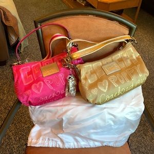 Coach Poppy handbags tag still attached adjustable straps zip close pink or gold